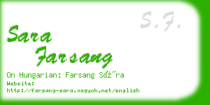 sara farsang business card